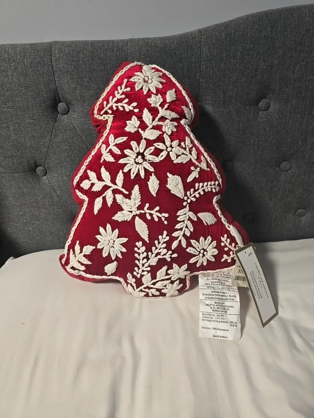 Cupcakes & Casmere Christmas Tree Shaped Pillow Winter Holiday Throw Pillow NWT